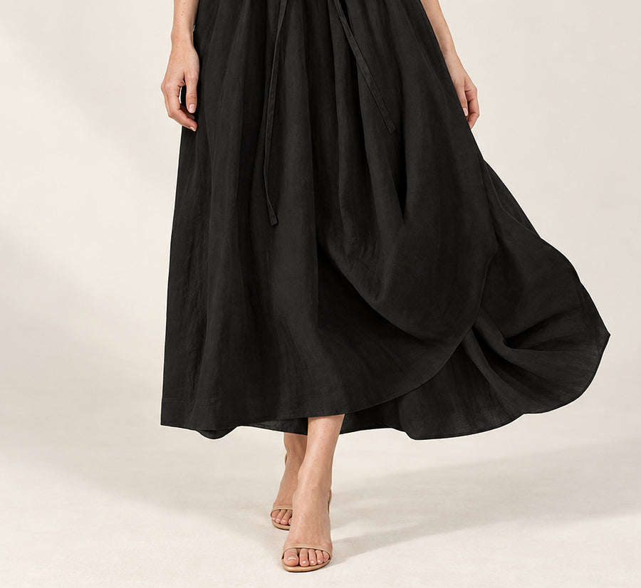 Zelda | Button-Front Tie-Waist Midi Dress