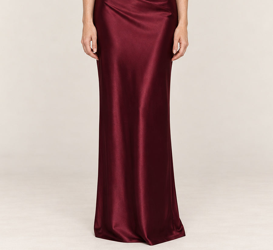 Camilla | One-Shoulder Cowl Neck Lace-Up Maxi Dress