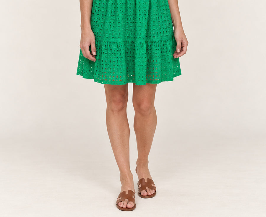 Ninon | Eyelet Button-Front Tiered Mini Dress