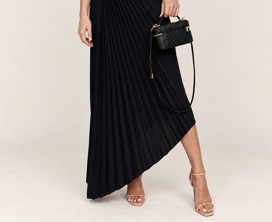 Amara | One-Shoulder Pleated Cut-Out High-Low Maxi Dress