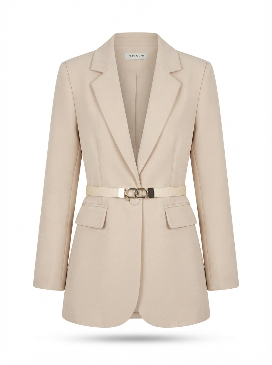 Haldon Mills Women's Mid-Length Suit Coat | Tailored Cinched-Waist Blazer Jacket