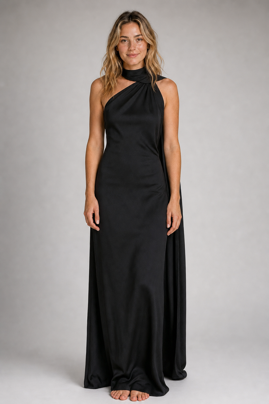 Suri Backless Satin Maxi Dress | Women's Halter Sleeveless Wedding-Guest Gown