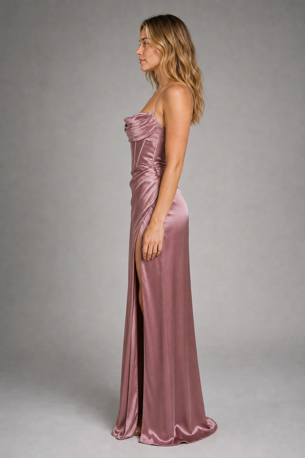 Women's Formal Dress with Corset & Lace-Up Back | Slip Maxi