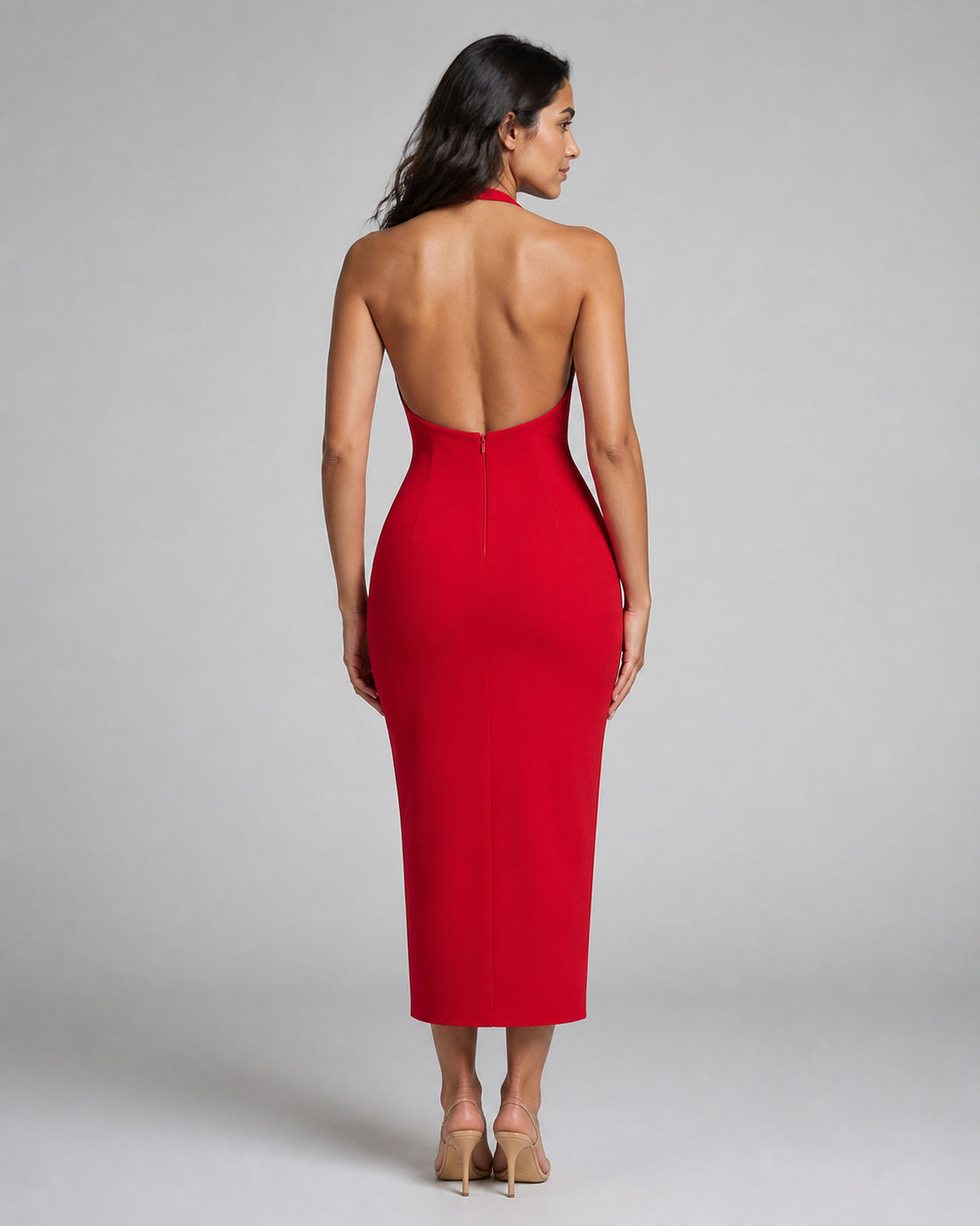 Elodie | Halter Lace Corset Midi Dress
