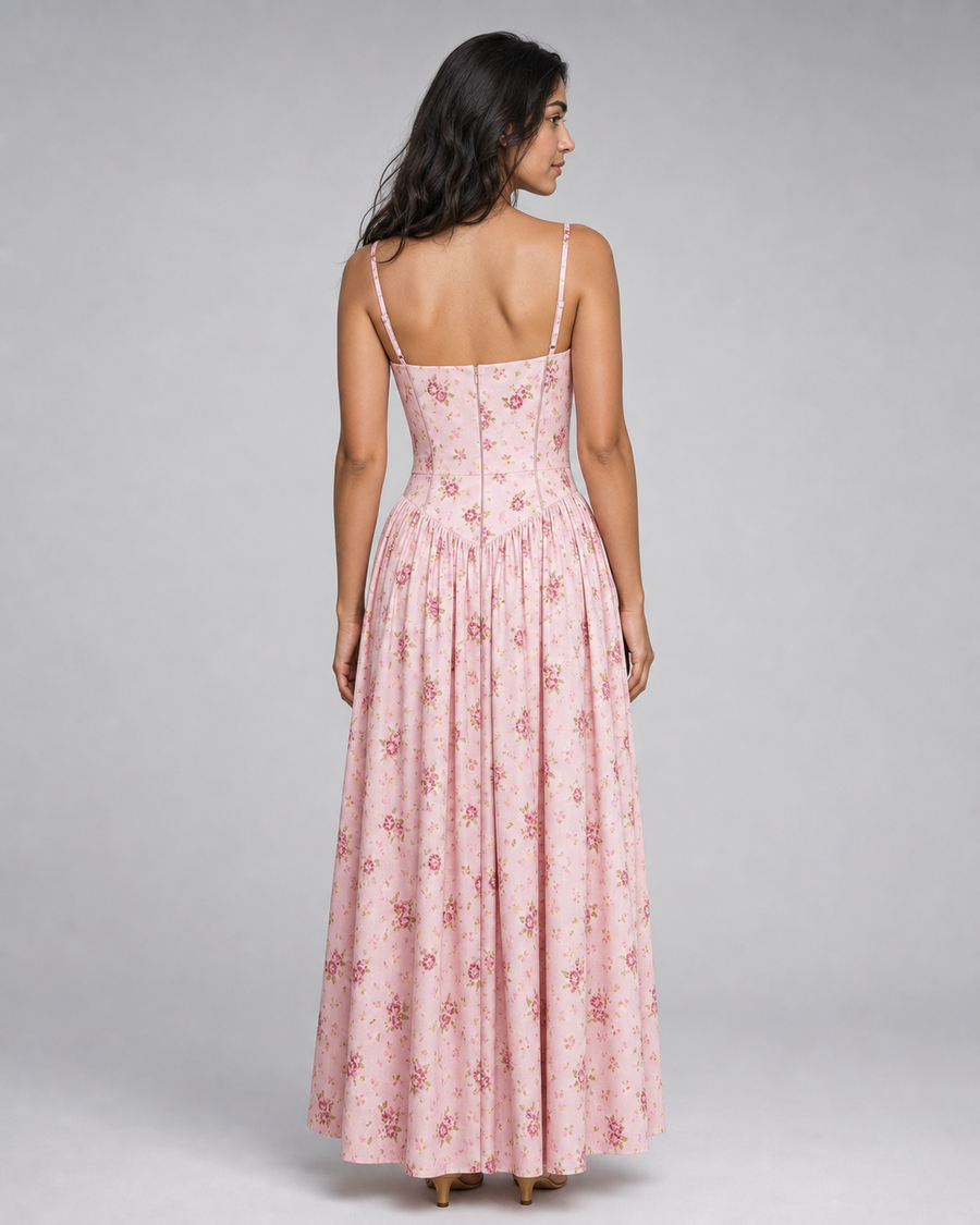 Cecilia | Ditsy Floral Corset Maxi Sundress