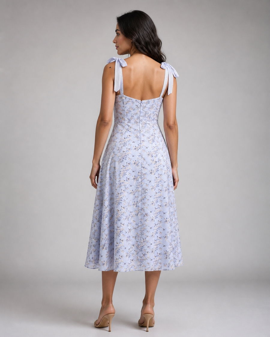 Leonora | Floral Tie-Strap Midi Sundress