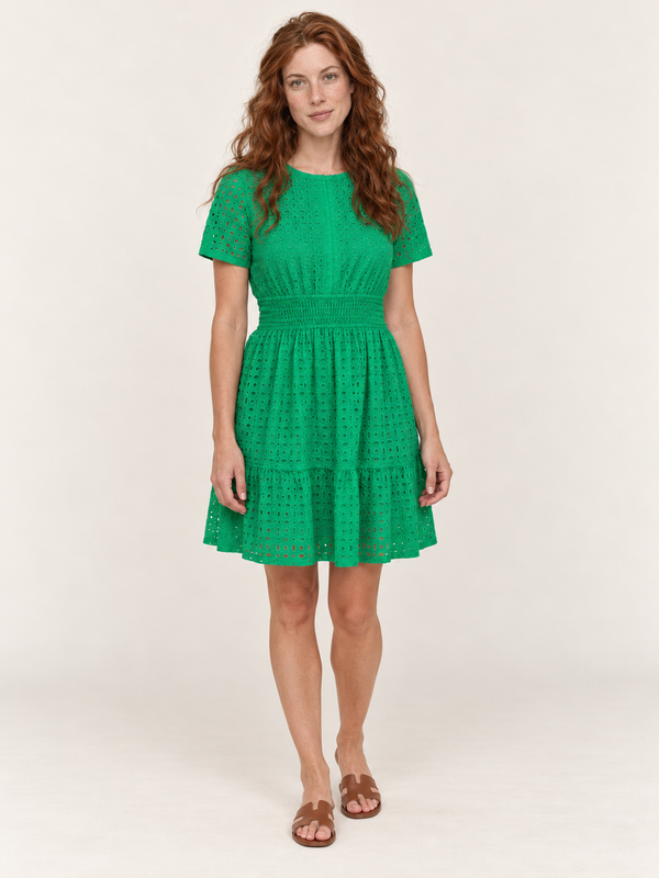 Ninon | Eyelet Button-Front Tiered Mini Dress