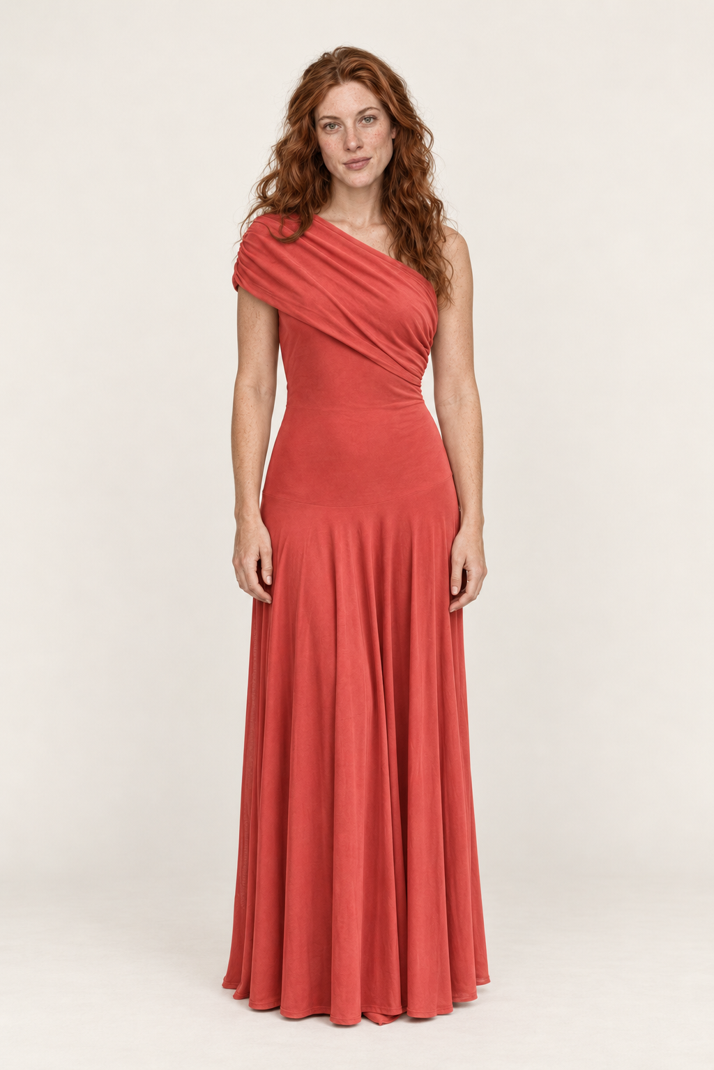Claudette | Draped One-Shoulder Drop-Waist Maxi Dress