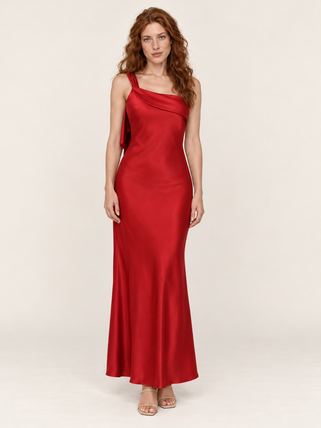 Ariana | One-Shoulder Draped Cowl Open-Back Maxi Dress