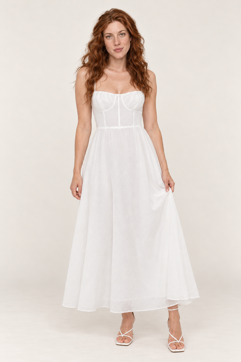 Gwendolyn | Corset Sweetheart Tie-Back A-Line Midi Dress