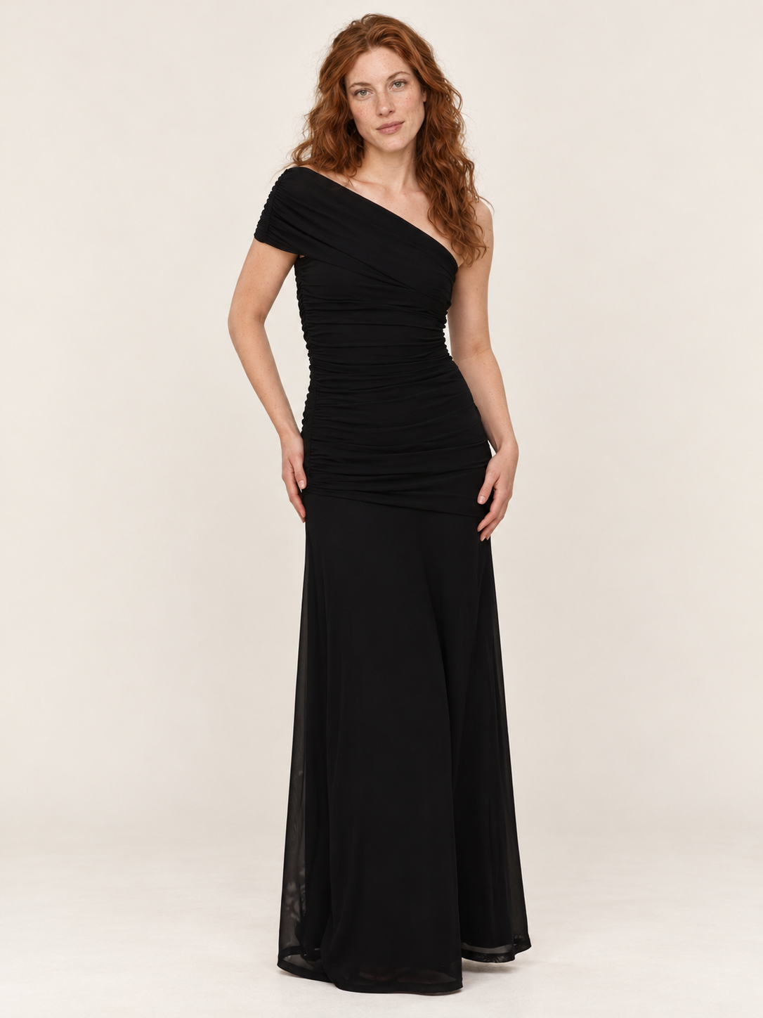 Anastasia | One-Shoulder Ruched Fitted Maxi Dress