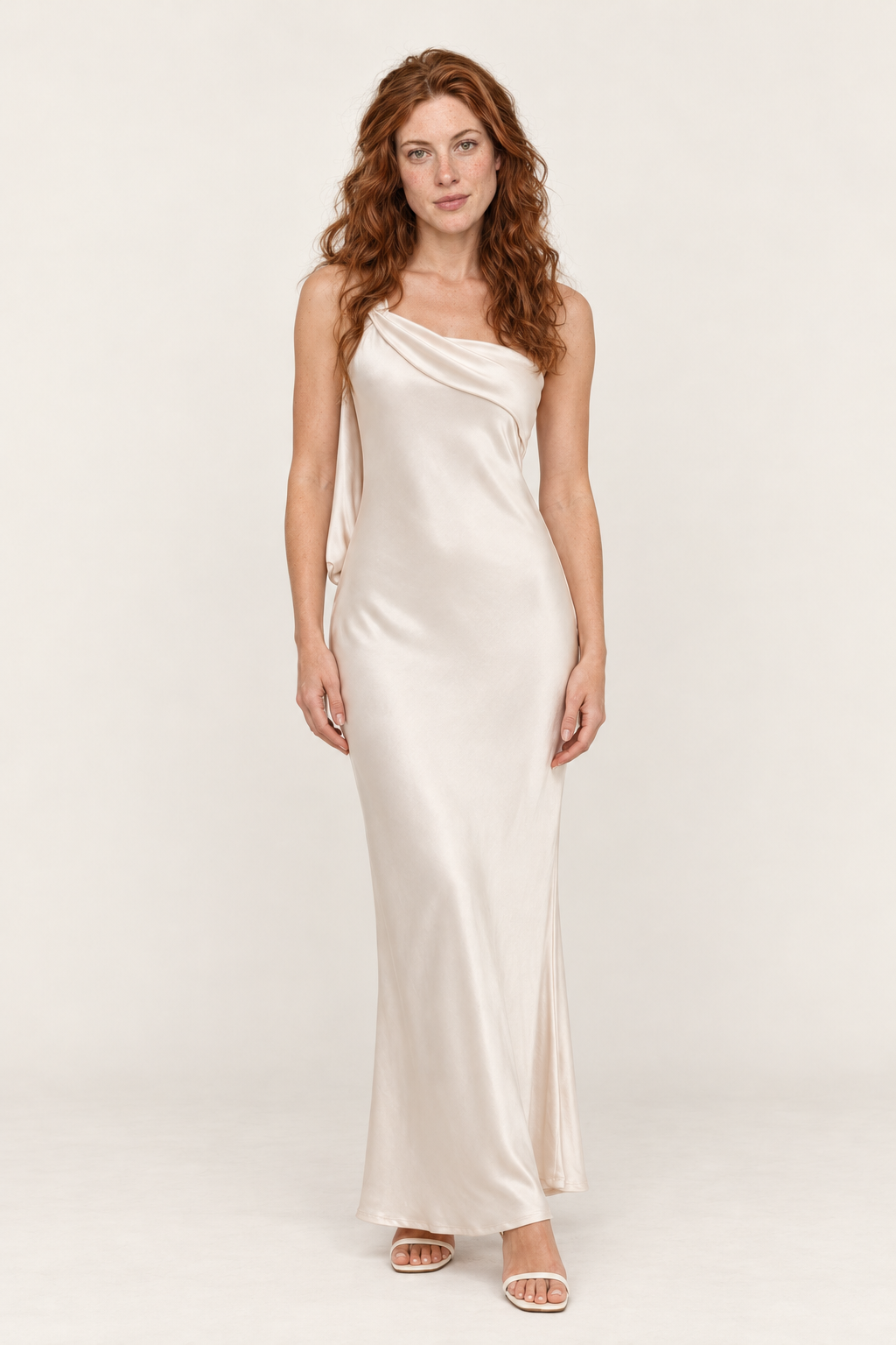 Ariana | One-Shoulder Draped Cowl Open-Back Maxi Dress