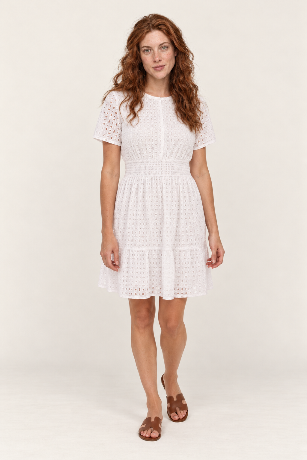 Ninon | Eyelet Button-Front Tiered Mini Dress