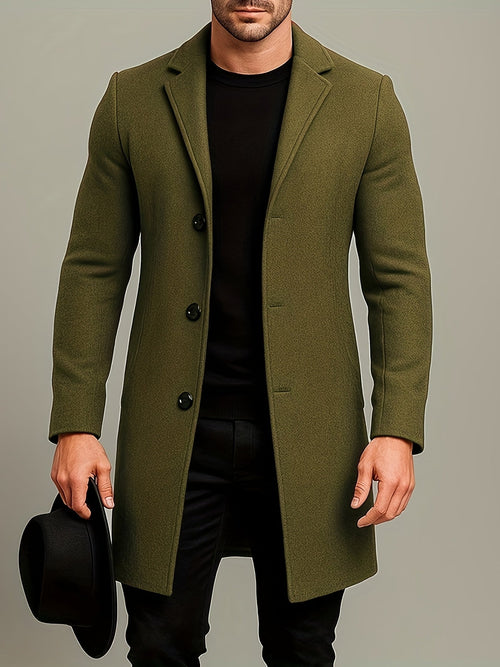 Tweed Overcoat – Single-Breasted Mid-Length – Tailored Fit – Men's Winter Coat Australia