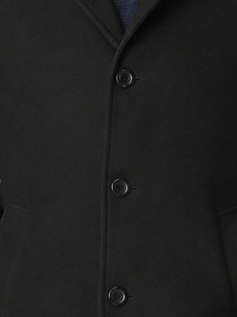 Trench Coat – Wool Blend Black – Mid-Length Tailored Fit – Men's Business Winter Coat Australia