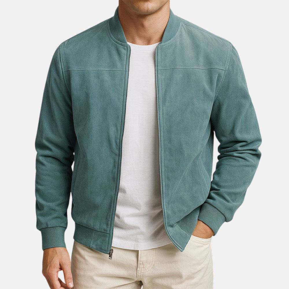 Michal Men’s Classic Suede Zip Urban Jacket