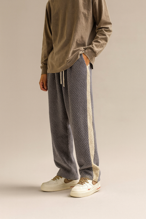 Wide-Leg Trousers – Striped Elastic Waist – Loose Fit – Men's Casual Australia