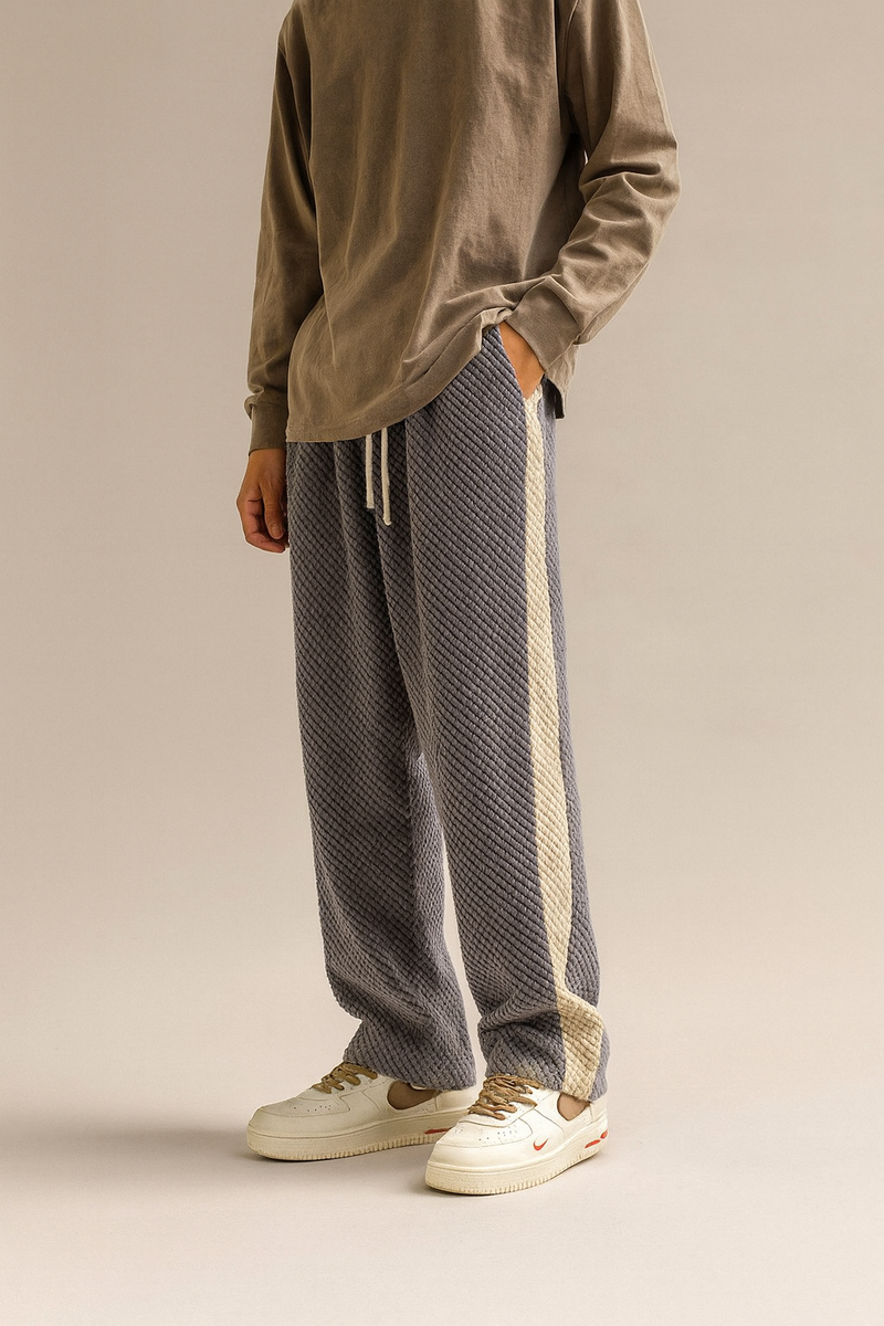 Wide-Leg Trousers – Striped Elastic Waist – Loose Fit – Men's Casual Australia
