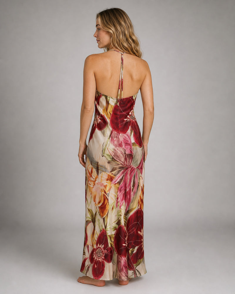 Ruby Cowl-Neck Maxi Dress | Women's Floral Bias-Cut Gown