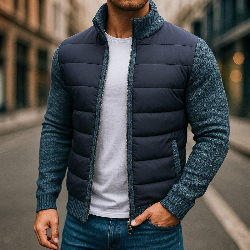 Puffer Jacket – Fleece Sleeve Quilted – Tailored Fit – Men's Winter Outerwear Australia