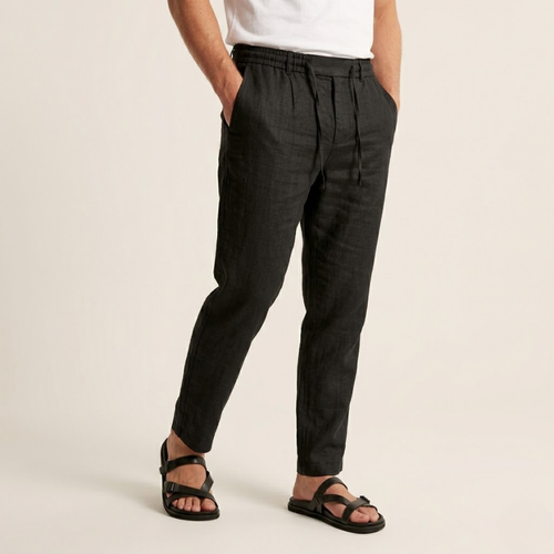 Linen Trousers – Drawstring Waist Breathable – Relaxed Fit – Men's Casual Australia
