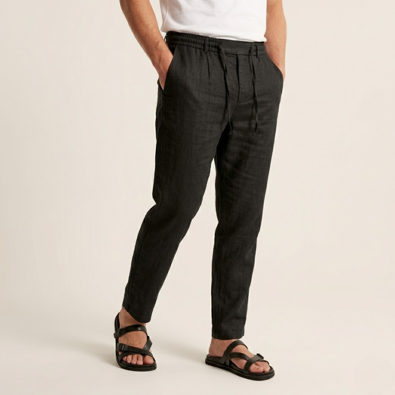 Linen Trousers – Drawstring Waist Breathable – Relaxed Fit – Men's Casual Australia