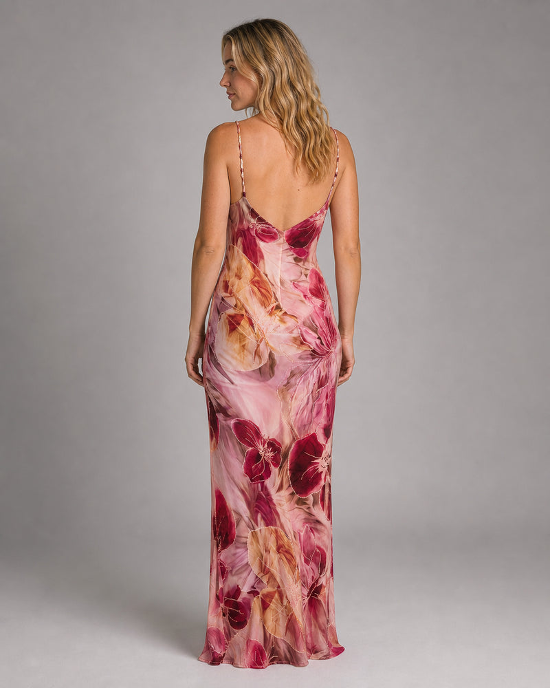 Ruby Cowl-Neck Maxi Dress | Women's Floral Bias-Cut Gown