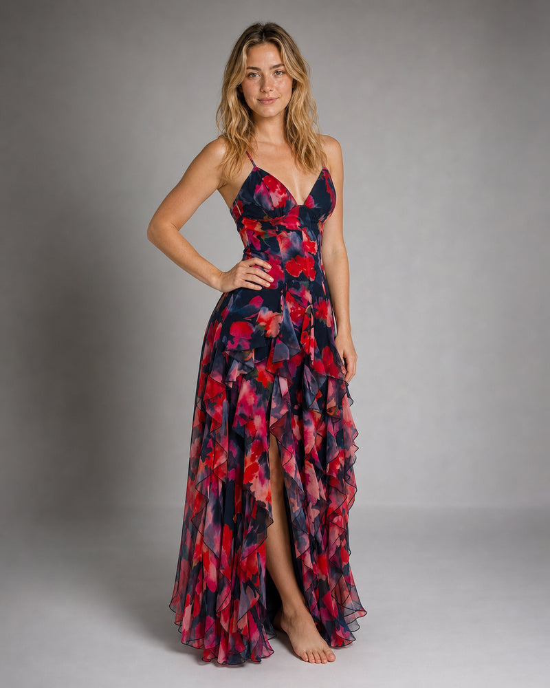 Cleo Tiered Maxi Dress | Women's V-Neck Occasion Gown
