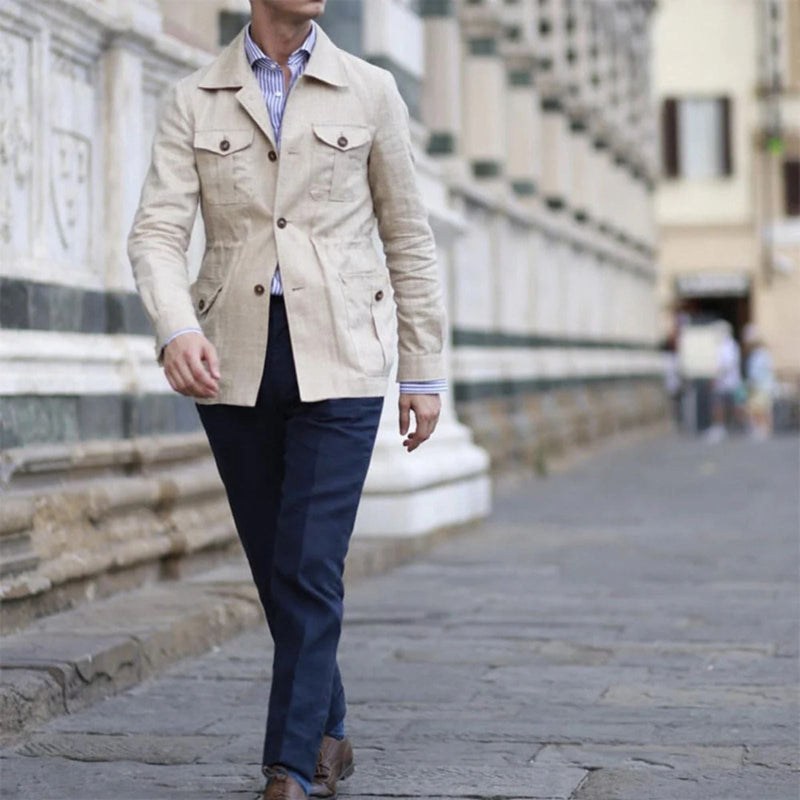 Field Jacket – Polyester Linen Blend – Regular Fit – Men's Heritage Outerwear Australia