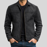 Leather Jacket – Genuine Zip-Up Minimalist – Regular Fit – Men's Casual Outerwear Australia in Black
