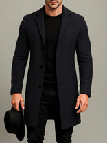 Tweed Overcoat – Single-Breasted Mid-Length – Tailored Fit – Men's Winter Coat Australia in Black