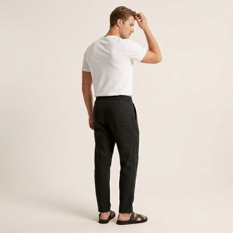 Linen Trousers – Drawstring Waist Breathable – Relaxed Fit – Men's Casual Australia