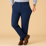 Chino Trousers – Stretch Pleated Tapered Fit – Men's Smart Casual Australia in Blue