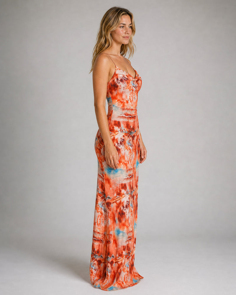 Ruby Cowl-Neck Maxi Dress | Women's Floral Bias-Cut Gown