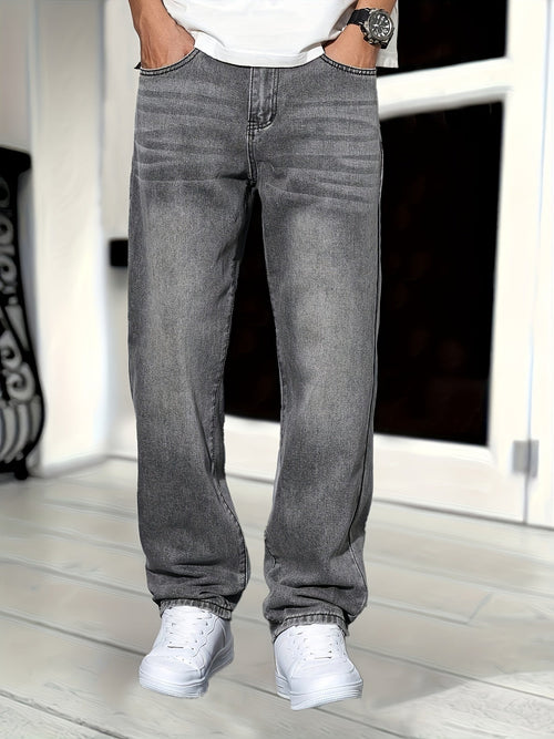 Denim Jeans – Straight Leg Washed Finish – Men's Casual Australia