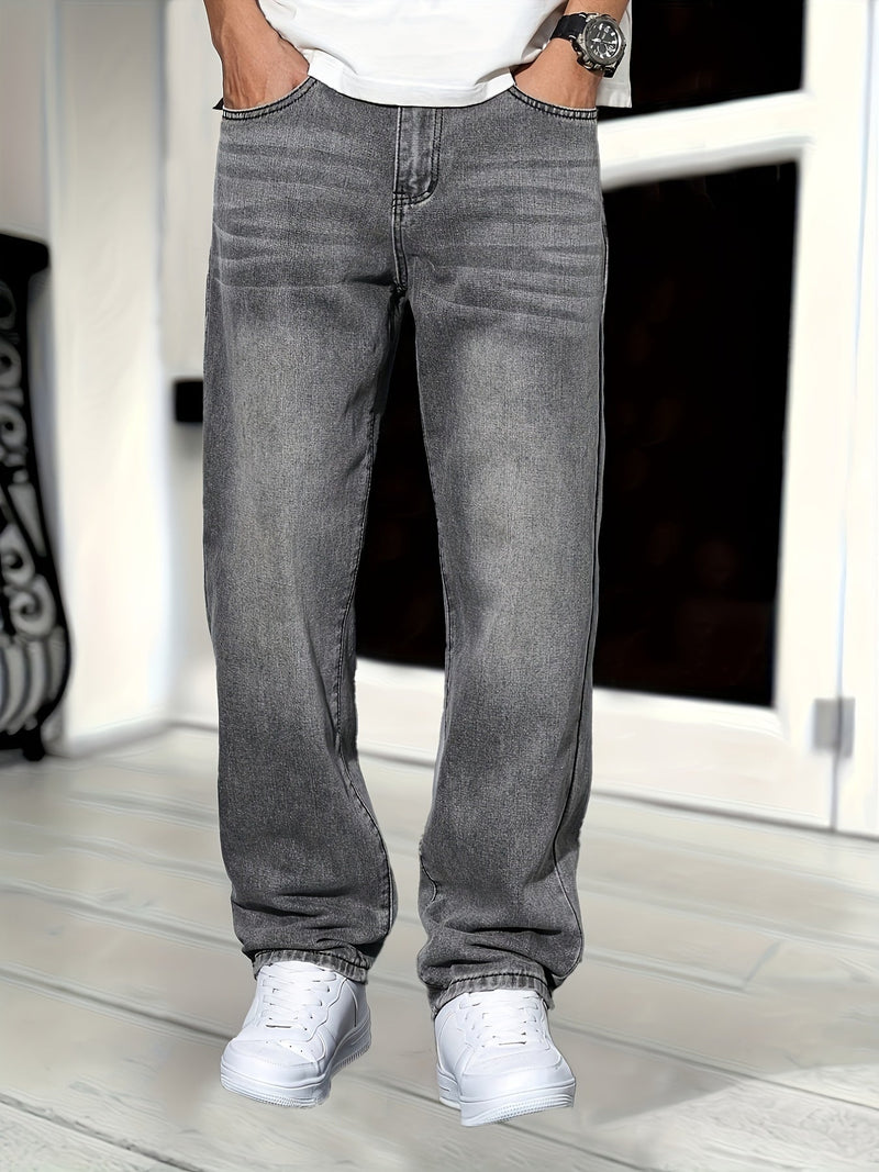 Denim Jeans – Straight Leg Washed Finish – Men's Casual Australia