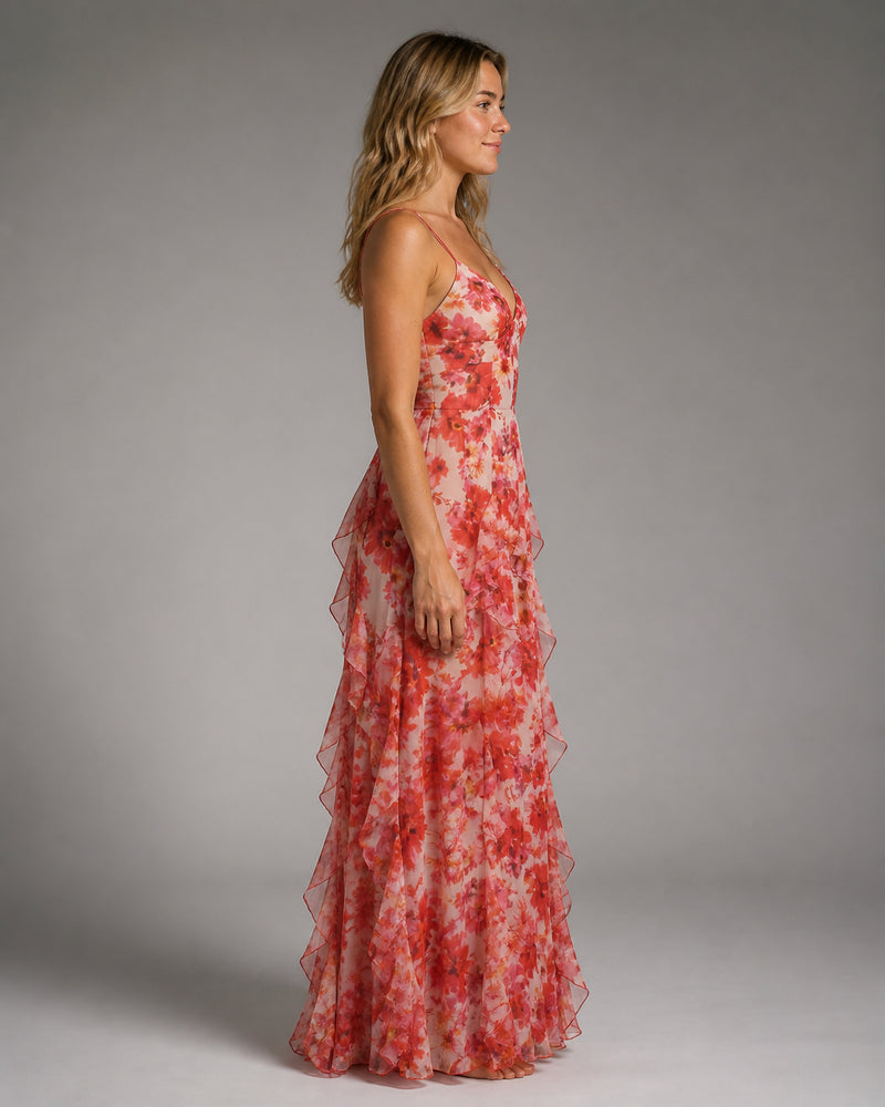 Cleo Tiered Maxi Dress | Women's V-Neck Occasion Gown