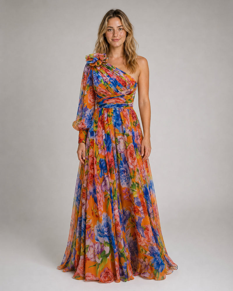Valentina One-Shoulder Maxi Dress | Women's Floral Resort Gown
