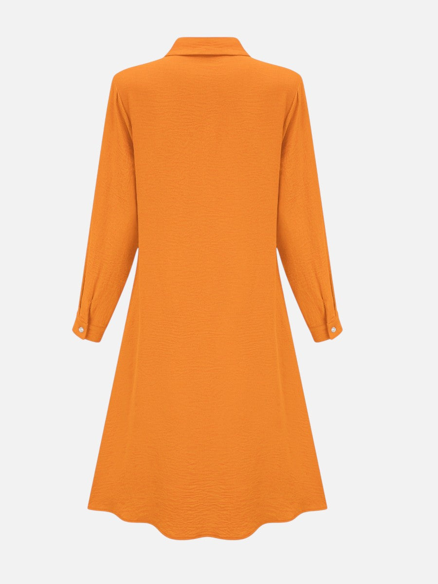 Women’s Button Front Midi Shirt Dress – Relaxed Fit