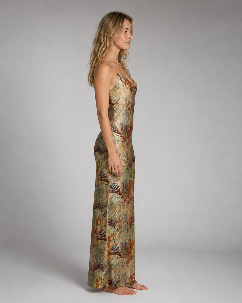 Ruby Cowl-Neck Maxi Dress | Women's Floral Bias-Cut Gown