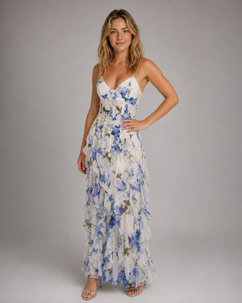 Cleo Tiered Maxi Dress | Women's V-Neck Occasion Gown