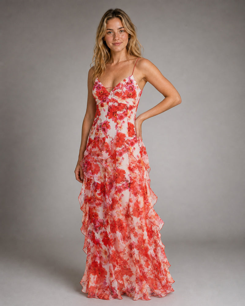 Cleo Tiered Maxi Dress | Women's V-Neck Occasion Gown