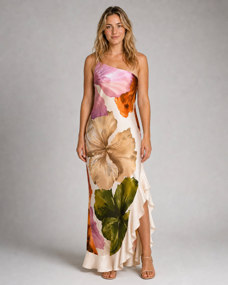 Dahlia One-Shoulder Maxi Dress | Women's Floral Resort Gown