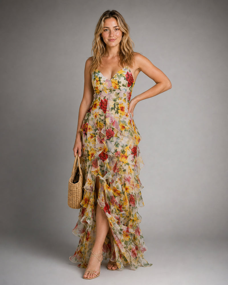 Cleo Tiered Maxi Dress | Women's V-Neck Occasion Gown