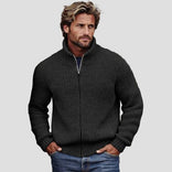 Liam | Vintage Solid Zip Turtleneck Cardigan in Black