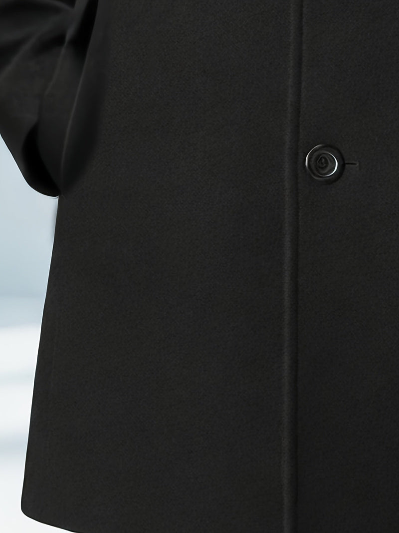 Trench Coat – Wool Blend Black – Mid-Length Tailored Fit – Men's Business Winter Coat Australia