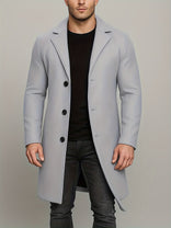Tweed Overcoat – Single-Breasted Mid-Length – Tailored Fit – Men's Winter Coat Australia in Light Grey