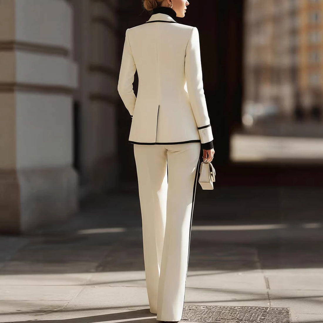 Long Sleeve Lapel Double Breasted Suit Jacket Casual Suit Pants Set Women Australia