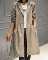 Women's Long Jacket – Sleek Modern Warm – Winter Casual Australia in Khaki