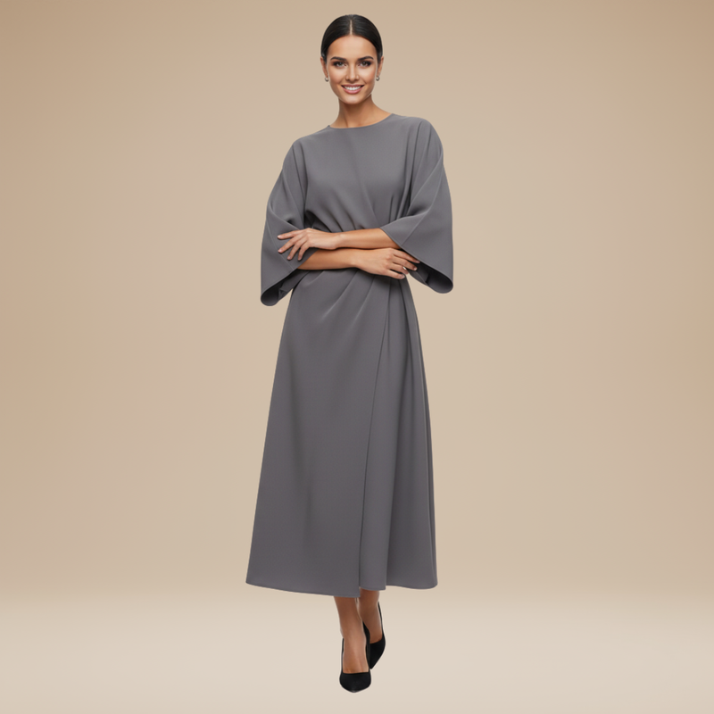 Briony | Belted Bell-Sleeve Midi Dress